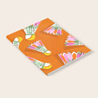 Badminton Birdie Pop Art court sport pattern on bright orange Notebook Gallery Image 2