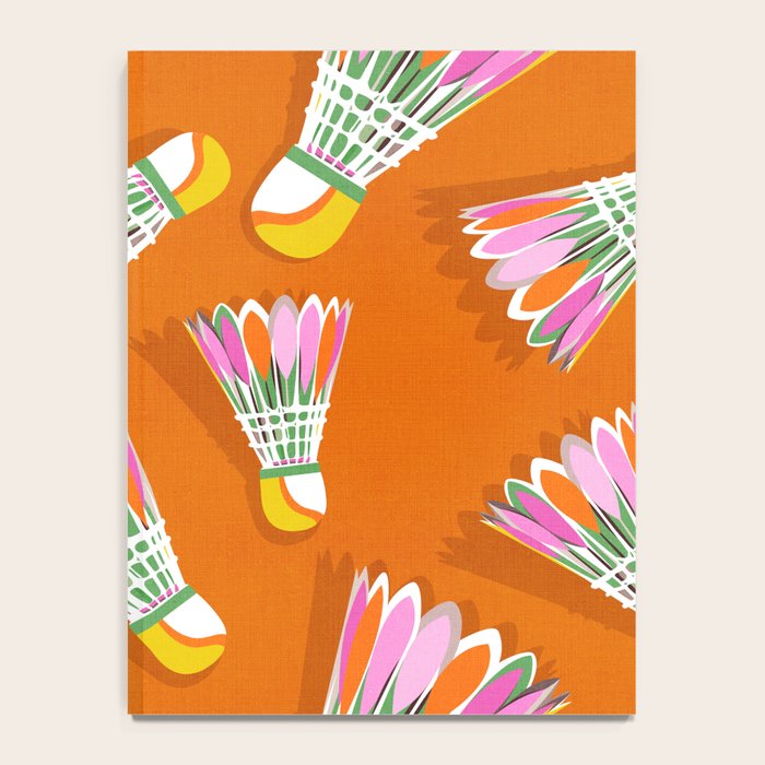 Badminton Birdie Pop Art court sport pattern on bright orange Notebook Gallery Image 4