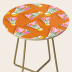 Badminton Birdie Pop Art court sport pattern on bright orange Side Table Gallery Image 2