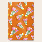 Badminton Birdie Pop Art court sport pattern on bright orange Cutting Board Gallery Image 1