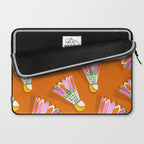 Badminton Birdie Pop Art court sport pattern on bright orange Laptop Sleeve Gallery Image 2