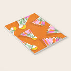 Badminton Birdie Pop Art court sport pattern on bright orange Notebook Gallery Image 3