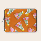 Badminton Birdie Pop Art court sport pattern on bright orange Laptop Sleeve Gallery Image 1