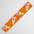 Badminton Birdie Pop Art court sport pattern on bright orange Table Runner Gallery Image 3
