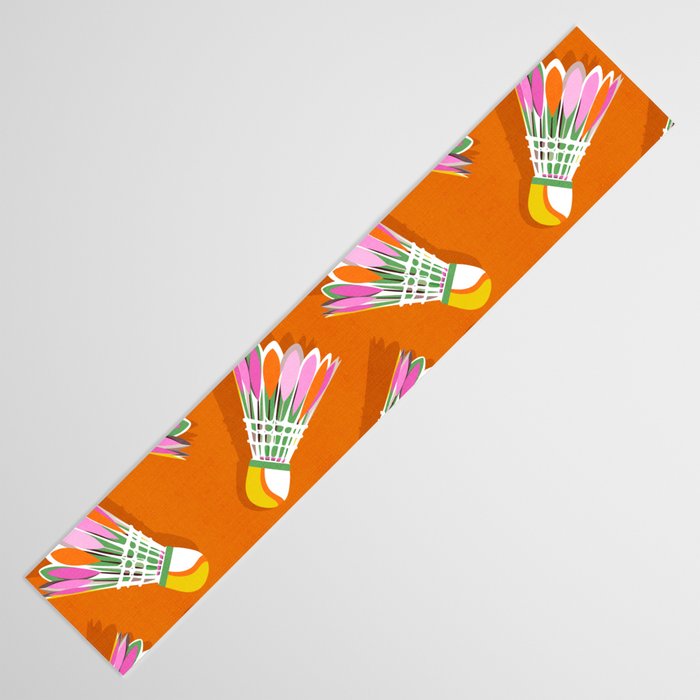 Badminton Birdie Pop Art court sport pattern on bright orange Table Runner Gallery Image 3