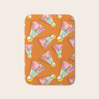 Badminton Birdie Pop Art court sport pattern on bright orange Bath Mat Gallery Image 1