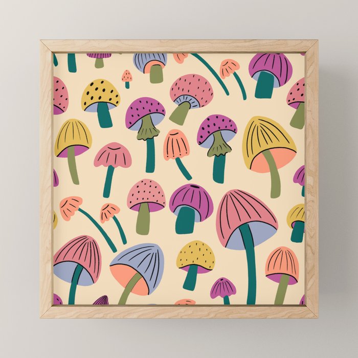 Retro Mushroom - pattern  Mini Art Print Gallery Image 1
