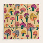 Retro Mushroom - pattern  Wood Wall Art Gallery Image 1