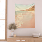 Her Mind Wandered Back and Forth With the Waves - michigan beach nature photograph Wall Tapestry Gallery Image 2