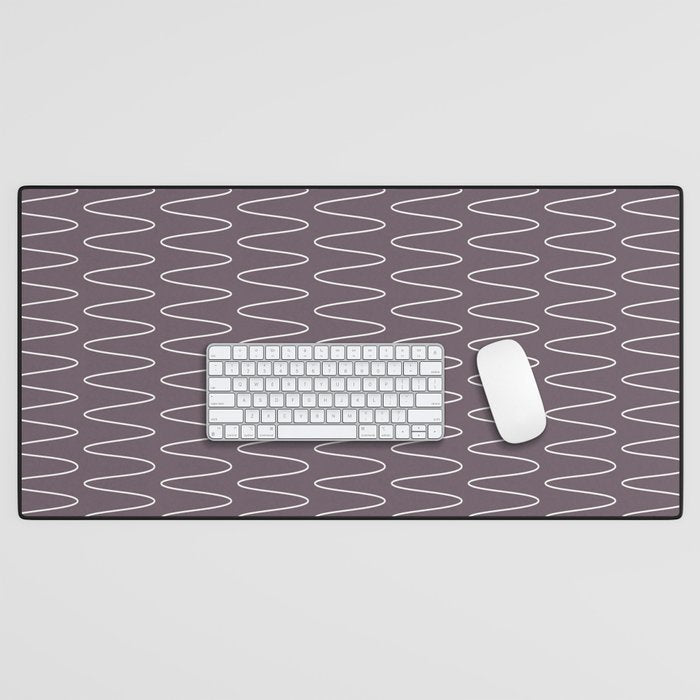 Curved Line Art in Dark Plum Desk Mat Gallery Image 1