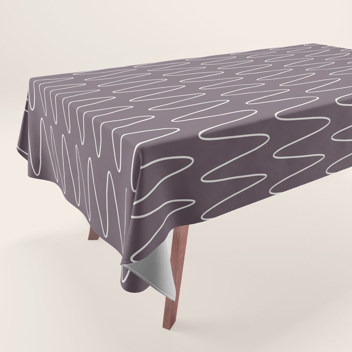 Curved Line Art in Dark Plum Tablecloth Gallery Image 1