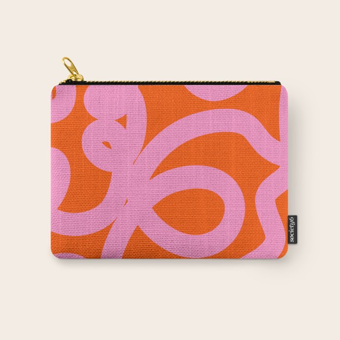 Retro Abstract Lines Orange And Pink Aesthetic Carry All Pouch Gallery Image 1