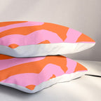 Retro Abstract Lines Orange And Pink Aesthetic Pillow Sham Gallery Image 3