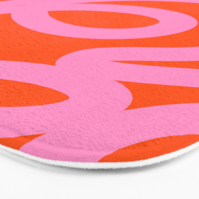Retro Abstract Lines Orange And Pink Aesthetic Bath Mat Gallery Image 3