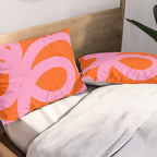 Retro Abstract Lines Orange And Pink Aesthetic Pillow Sham Gallery Image 2