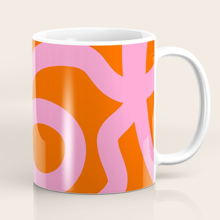 Retro Abstract Lines Orange And Pink Aesthetic Coffee Mug Gallery Image 1