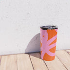 Retro Abstract Lines Orange And Pink Aesthetic Travel Mug Gallery Image 4
