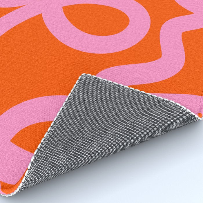 Retro Abstract Lines Orange And Pink Aesthetic Rug Gallery Image 4