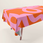 Retro Abstract Lines Orange And Pink Aesthetic Tablecloth Gallery Image 1