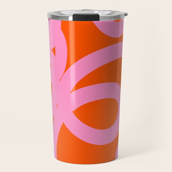 Retro Abstract Lines Orange And Pink Aesthetic Travel Mug Gallery Image 1