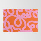 Retro Abstract Lines Orange And Pink Aesthetic Rug Gallery Image 2