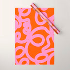 Retro Abstract Lines Orange And Pink Aesthetic Wrapping Paper Gallery Image 1