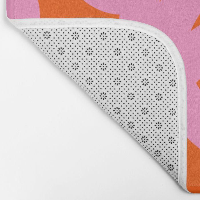 Retro Abstract Lines Orange And Pink Aesthetic Bath Mat Gallery Image 2