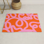 Retro Abstract Lines Orange And Pink Aesthetic Rug Gallery Image 1
