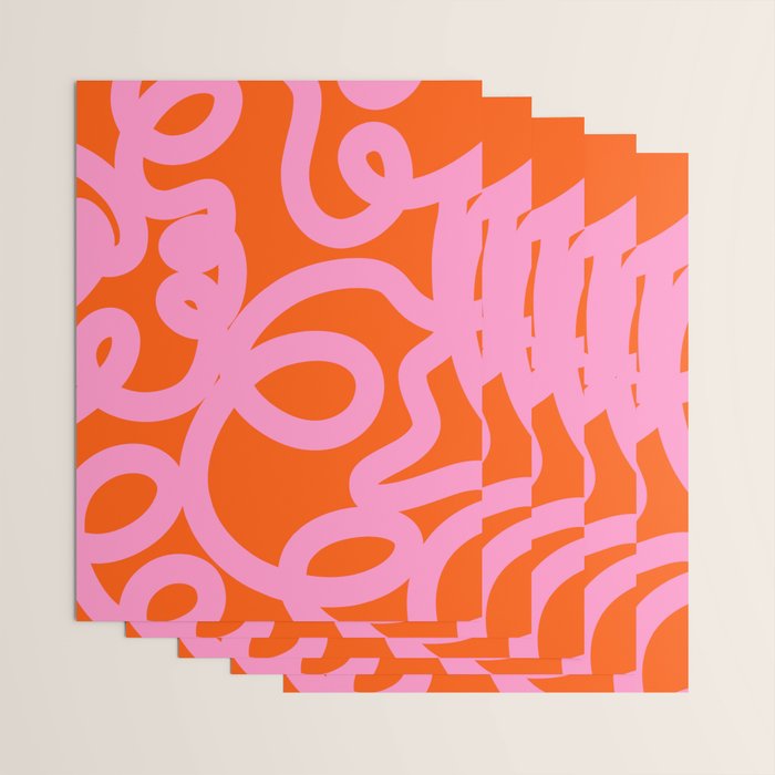 Retro Abstract Lines Orange And Pink Aesthetic Wrapping Paper Gallery Image 3