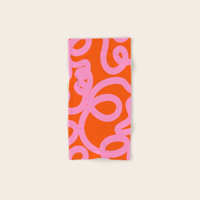 Retro Abstract Lines Orange And Pink Aesthetic Bath Towel Gallery Image 1
