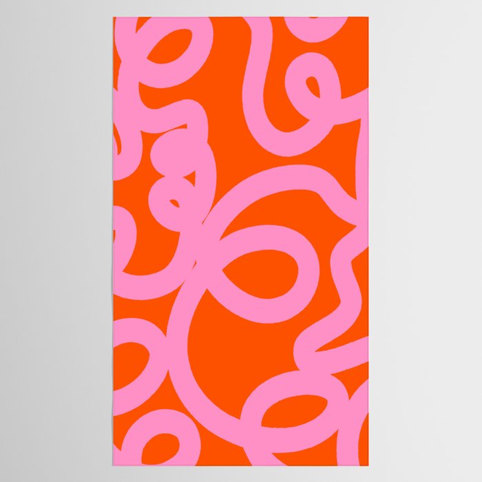 Retro Abstract Lines Orange And Pink Aesthetic Tablecloth Gallery Image 2