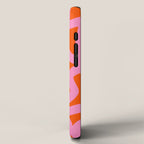 Retro Abstract Lines Orange And Pink Aesthetic iPhone Case Gallery Image 2