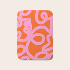 Retro Abstract Lines Orange And Pink Aesthetic Bath Mat Gallery Image 1