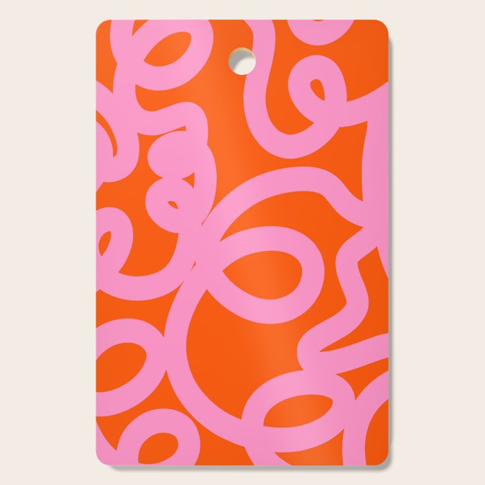 Retro Abstract Lines Orange And Pink Aesthetic Cutting Board Gallery Image 1