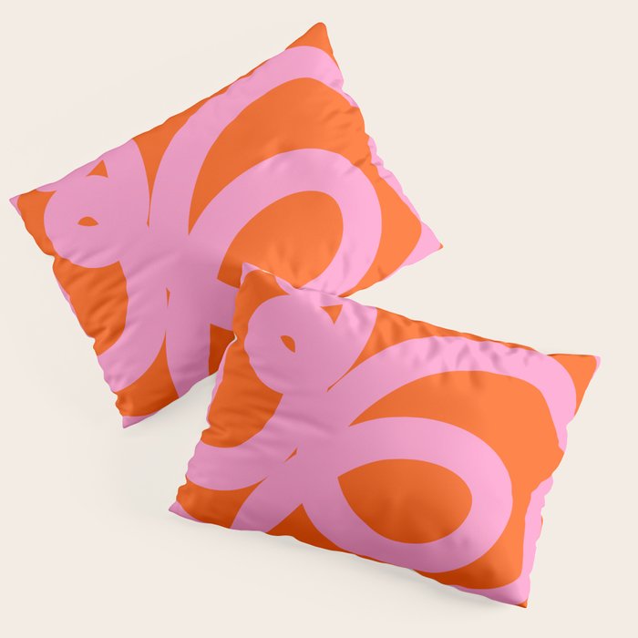 Retro Abstract Lines Orange And Pink Aesthetic Pillow Sham Gallery Image 3