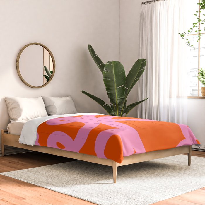Retro Abstract Lines Orange And Pink Aesthetic Comforter Gallery Image 2