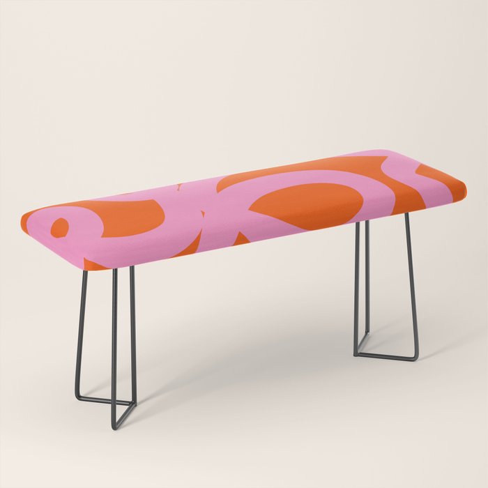 Retro Abstract Lines Orange And Pink Aesthetic Bench Gallery Image 1
