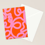 Retro Abstract Lines Orange And Pink Aesthetic Stationery Card Gallery Image 2