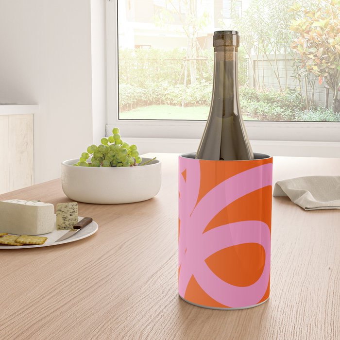 Retro Abstract Lines Orange And Pink Aesthetic Wine Chiller Gallery Image 4