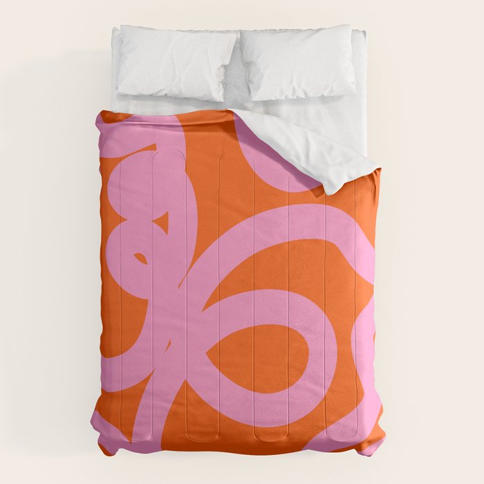 Retro Abstract Lines Orange And Pink Aesthetic Comforter Gallery Image 6