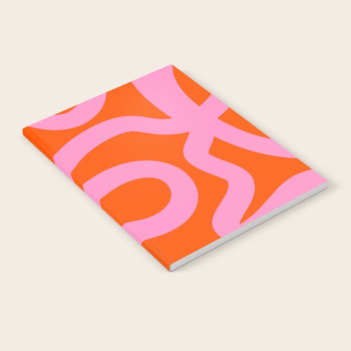 Retro Abstract Lines Orange And Pink Aesthetic Notebook Gallery Image 2