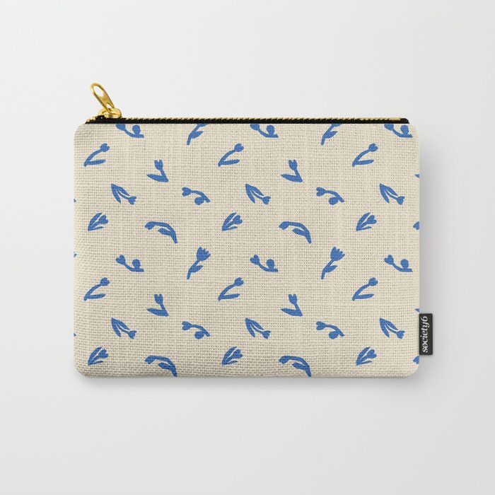 Abstract blue flower art pattern Carry All Pouch Gallery Image 1