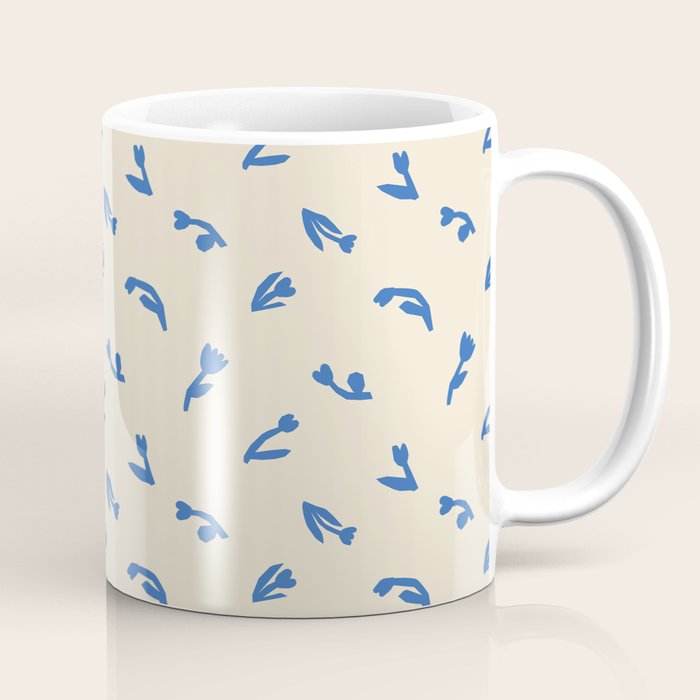 Abstract blue flower art pattern Coffee Mug Gallery Image 1