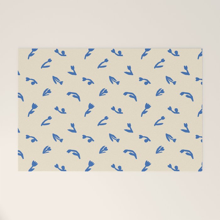 Abstract blue flower art pattern Welcome Mat Gallery Image 1