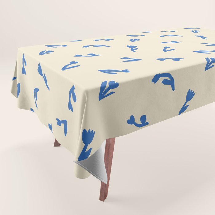 Abstract blue flower art pattern Tablecloth Gallery Image 1