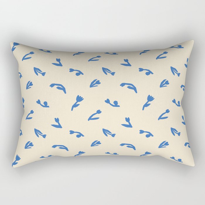 Abstract blue flower art pattern Rectangular Pillow Gallery Image 1