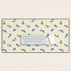 Abstract blue flower art pattern Desk Mat Gallery Image 1