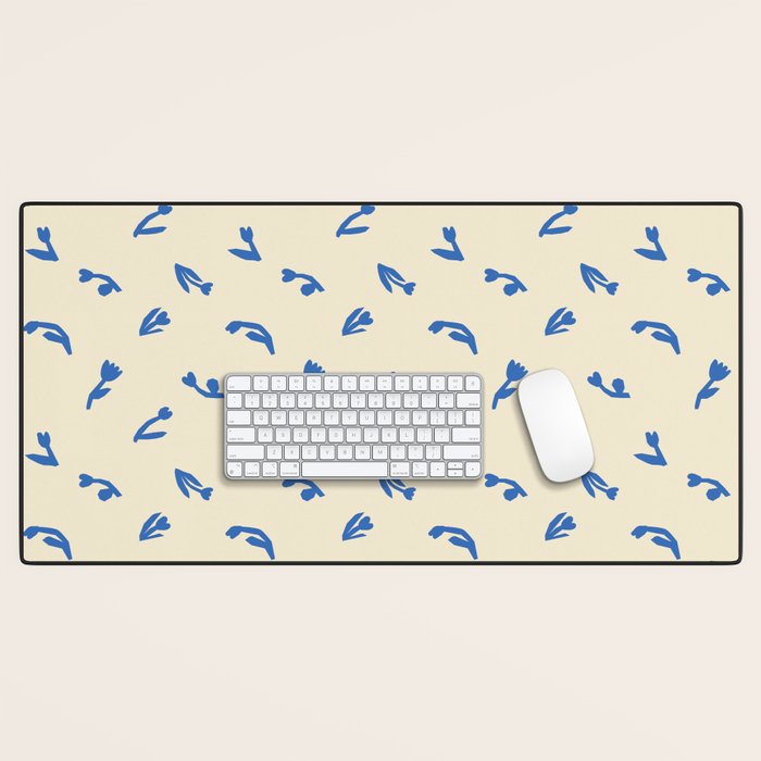Abstract blue flower art pattern Desk Mat Gallery Image 1