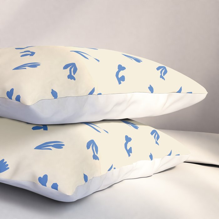 Abstract blue flower art pattern Pillow Sham Gallery Image 3