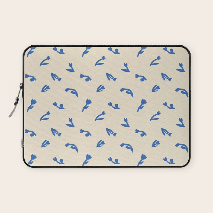 Abstract blue flower art pattern Laptop Sleeve Gallery Image 1
